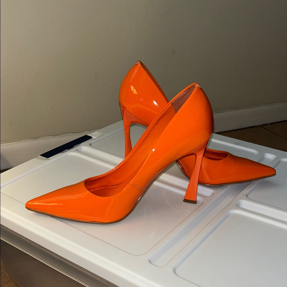 Marc Fisher Vibrant Orange Patent Heels